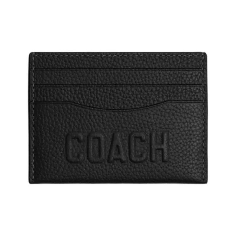 COACH Cow Leather Card Holder Mini Unisex Black-0