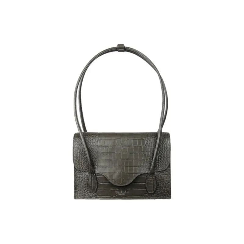 YESE STUDIO Elizabeth Series Cow Leather One Shoulder Underarm Handbag Women's Metallic Green-0