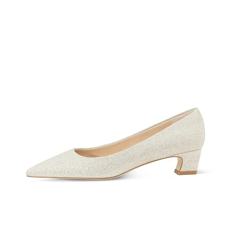 7or9 Marguerite Chunky Heel Air Cotton High Heels 3.5cm Women's Silver-0