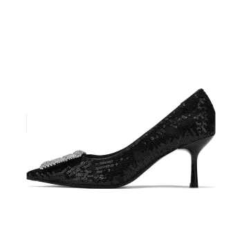 73Hours Impromptu Dance Slim Heel High Heels 6.5cm Women's Black