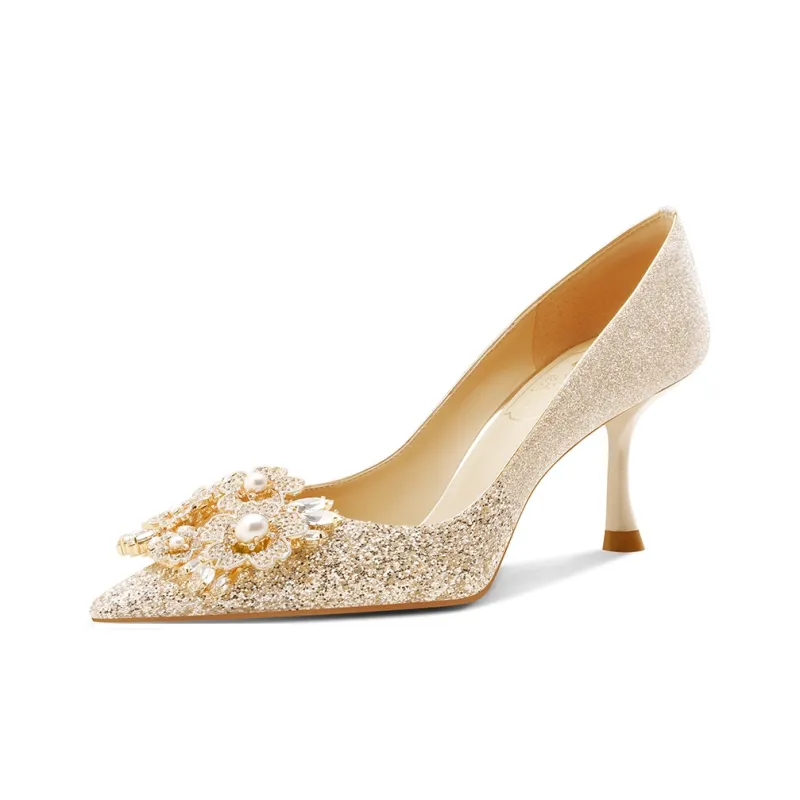 ROSE CASTLE Slim Heel High Heels 8.5cm Women's Gold-1