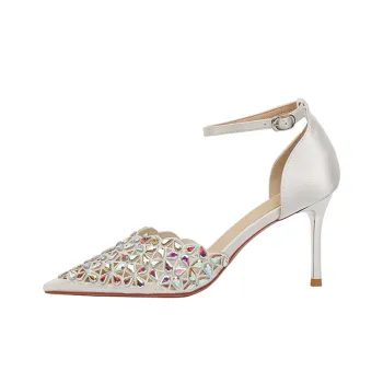 Dunnu Slim Heel No Foot Soreness High Heels 8cm Women's White