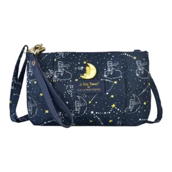 FX CREATIONS Nylon Bean Bag One Shoulder Crossbody Clutch Women's Navy Blue