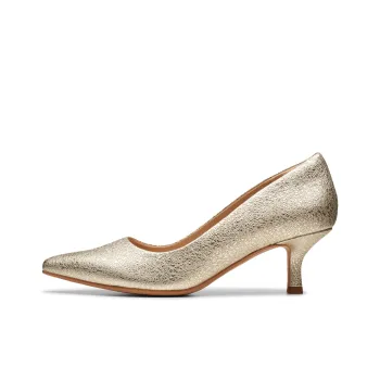 Clarks Chunky Heel High Heels 5.5cm Women's Gold