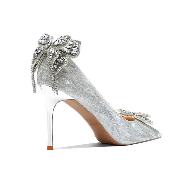 Crelinkxlat Slim Heel High Heels Women's Silver-1