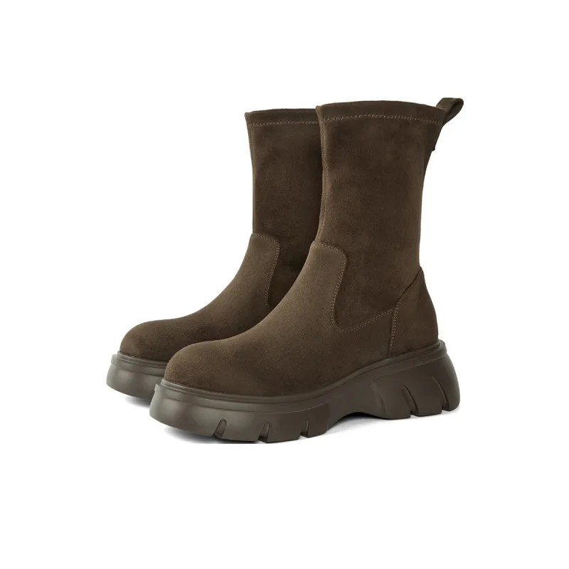 PT'SON Ankle Boots Women's Coffee-3