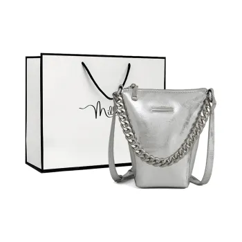 MILLIE'S Cow Leather With Synthetic Leather Handbag, Shoulder Bag, Crossbody Bag Women's Silver/Black