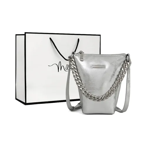 MILLIE'S Cow Leather With Synthetic Leather Handbag, Shoulder Bag, Crossbody Bag Women's Silver/Black