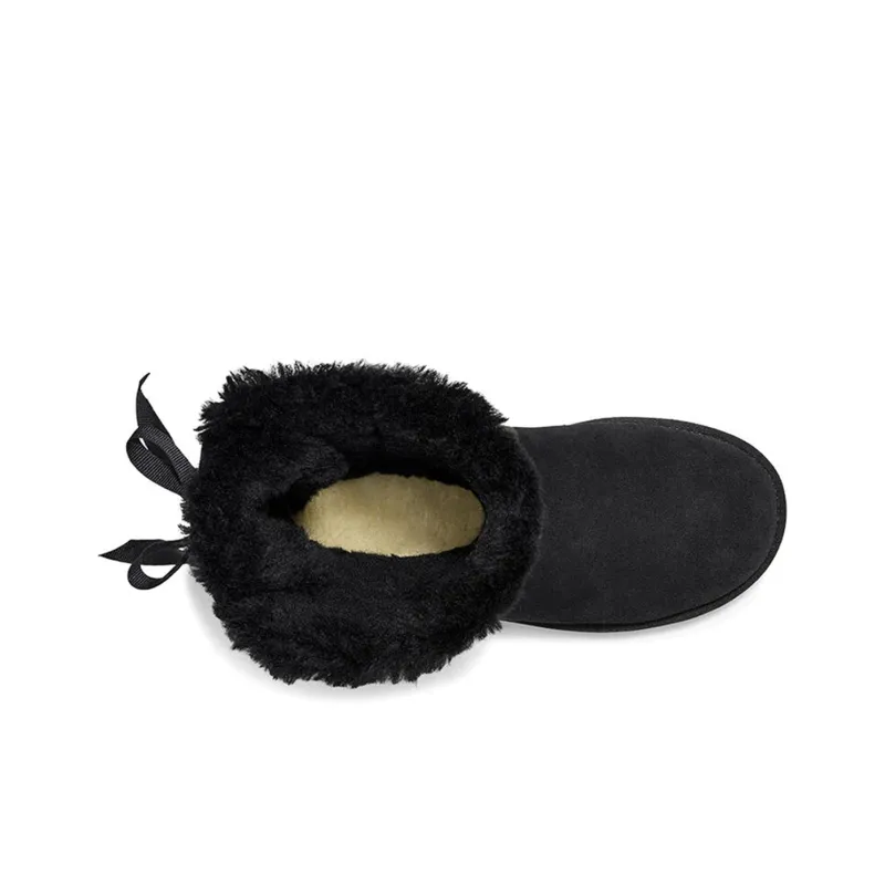 UGG Short Bow Stiefel Fleece Lined Black Women's-4