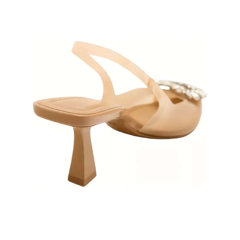 ZARA Slim Heel High Heels 6cm Women's Beige-3