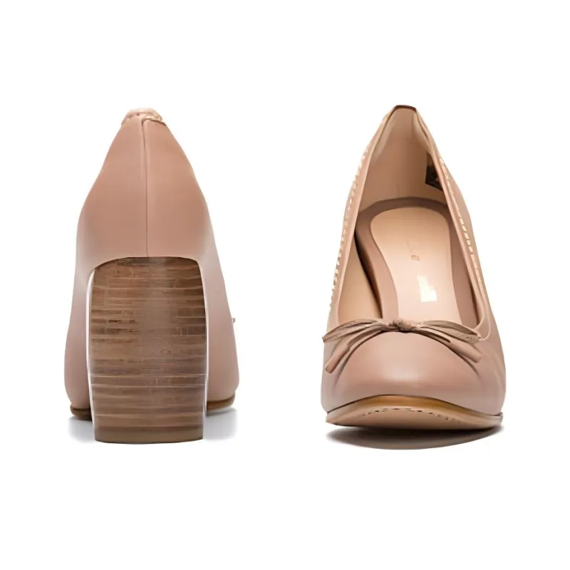 Clarks Grace Nina Chunky Heel High Heels Women's Nude-3