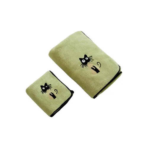 Fantti Towel Bath Towel Two Piece Set Embroidered Absorbent Non Shedding Washable Face Towel Unisex Home Use Bath Towel