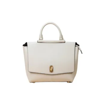 TOUCH MISS Cow Leather Tote Bag Shopping Bag Shoulder Bag Crossbody Bag Handbag Large Size Women's Gray White