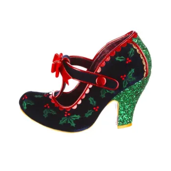 IRREGULAR CHOICE Perfect Parcel Wide Fit Chunky Heel High Heels 9.2cm Women's Black Green Red Loose Fit
