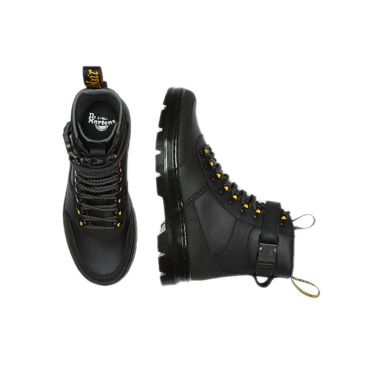Dr.Martens Combs Tech Coated Canvas Casual Boots 'Black Yellow'-4