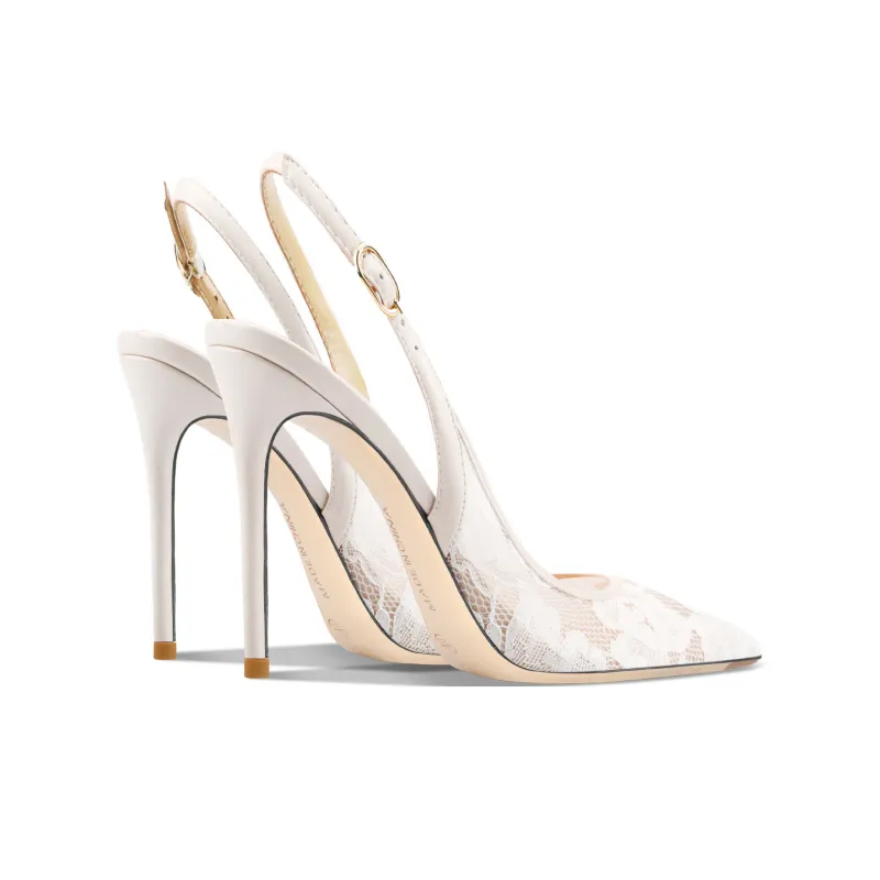Suyymakk Slim Heel High Heels Women's White-3