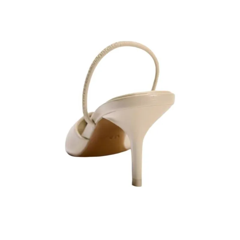 ZARA Slim Heel High Heels 8cm Women's Light Beige Yellow-5