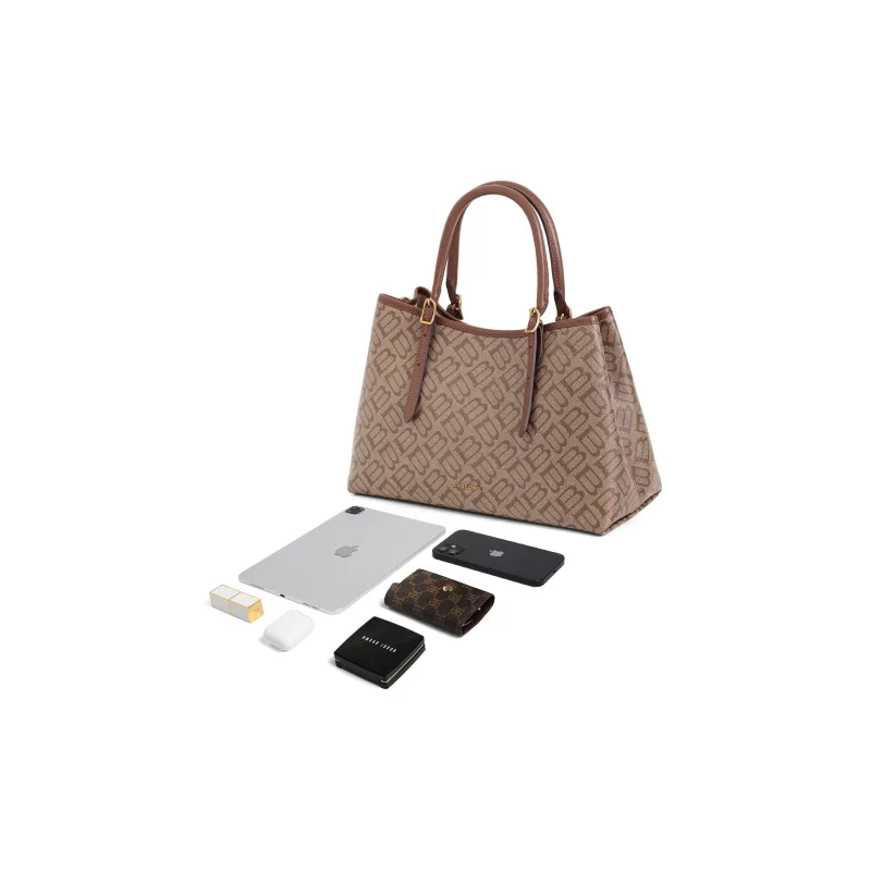 BELLE Artificial Leather Tote Bag, Shopping Bag, Handbag Tubas Women's Apricot/Coffee-8