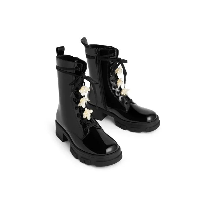 CHARLES&KEITH Martin Boots Women's Black/Flesh-2