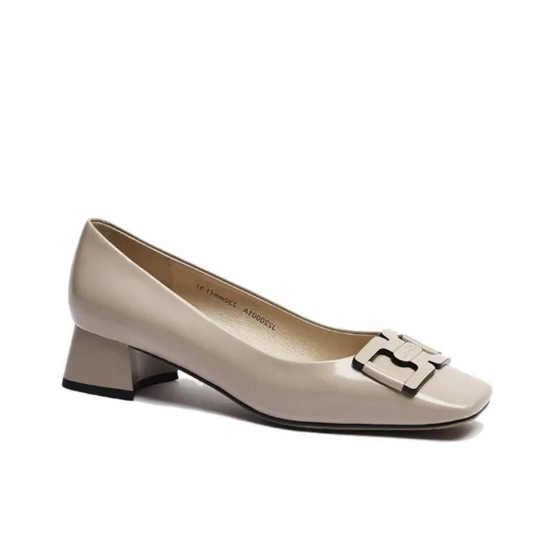 Satchi Chunky Heel High Heels 4cm Women's Pink Apricot-1