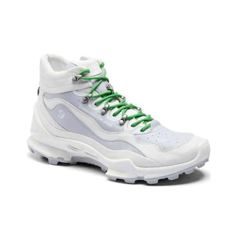 White Mountaineering x Ecco Biom C Trail Anti Slip Wear Resistant High Top Hiking Shoes Men's White Green-1