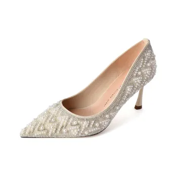 Beijiani Slim Heel High Heels 7cm Women's Apricot
