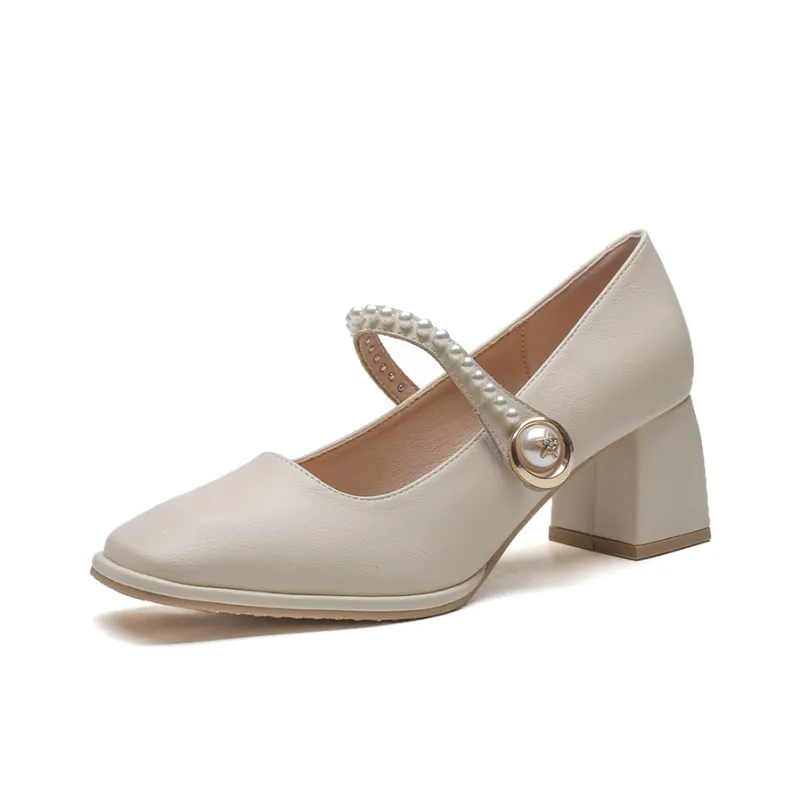 KATHRYN WILSON Chunky Heel High Heels 6.0cm Women's Apricot-2