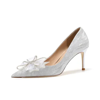 LUNNIFEIYA Slim Heel High Heels Women's Silver