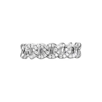 David Yurman Sterling Silver Belmont Curb Link Diamond Ring 5mm