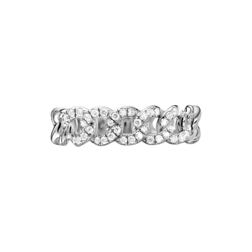 David Yurman Sterling Silver Belmont Curb Link Diamond Ring 5mm