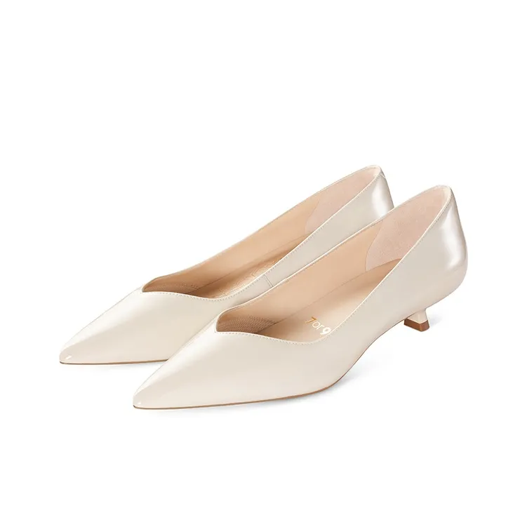 7or9 White Peach Milk Jelly Cone Heel Everyday Commute High Heels 3.5cm Women's-1