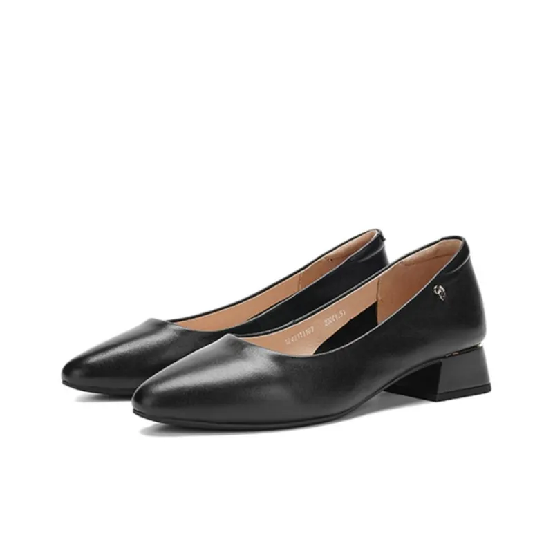 AOKANG Block Heel High Heels 3.3cm Women's Black-2