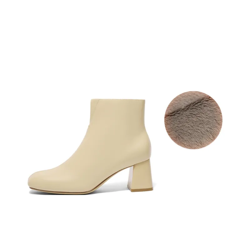 BELLE Ankle Boots 6cm Women's Apricot Brown Black-16