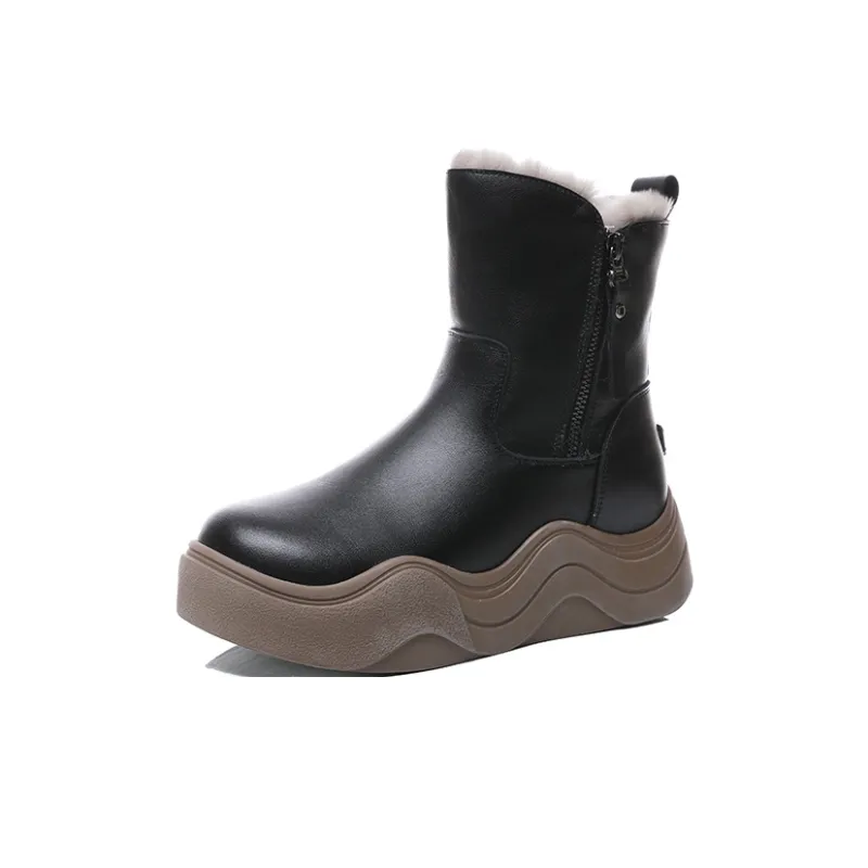POOQ Short Mid-Calf Snow Boots 4cm Women's-0