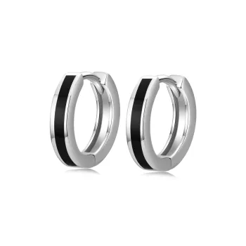 OUBI.YABI White Gold Plated Copper Dripping Black Oil Metal Hoop Earrings Unisex