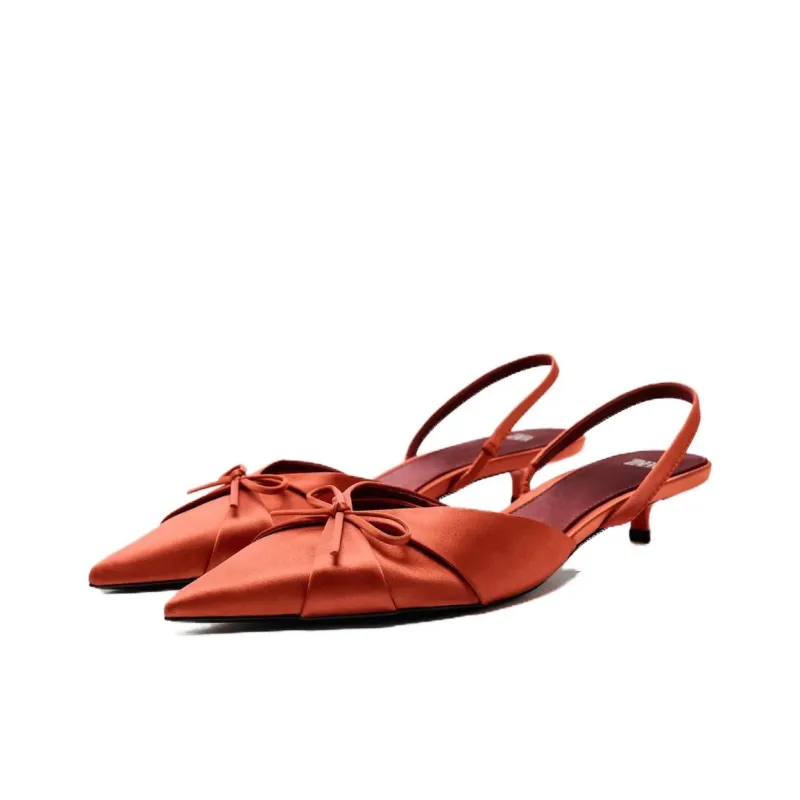 ZARA Slim Heel High Heels 3.2cm Women's Orange-2