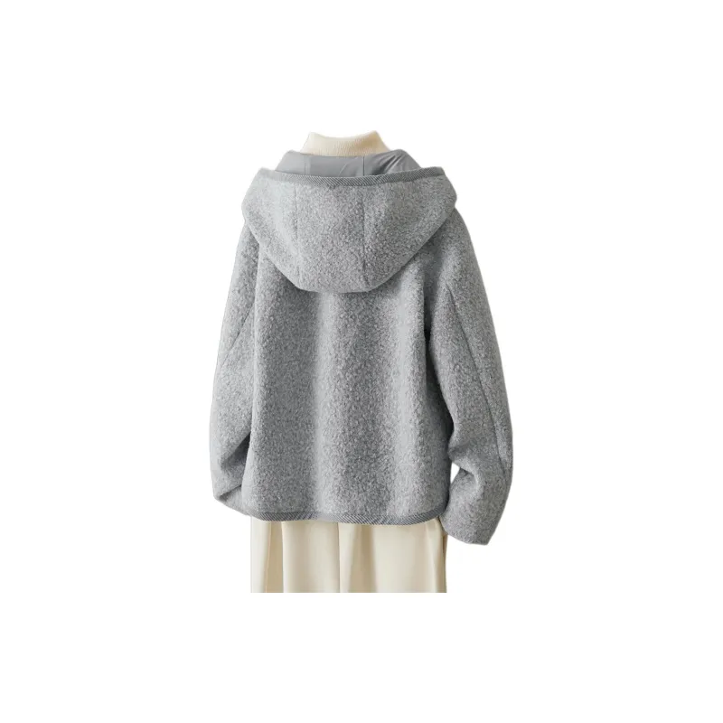 IHIMI Velvet feel Coat Women's Mist Gray Blue-2