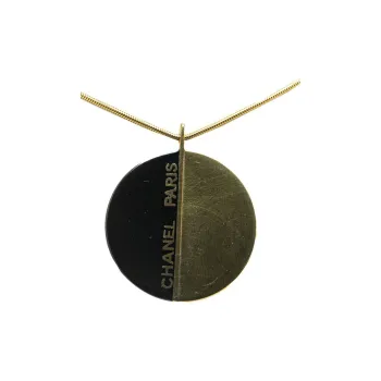 CHANEL Brass Enamel Enamel Necklaces Women's Black