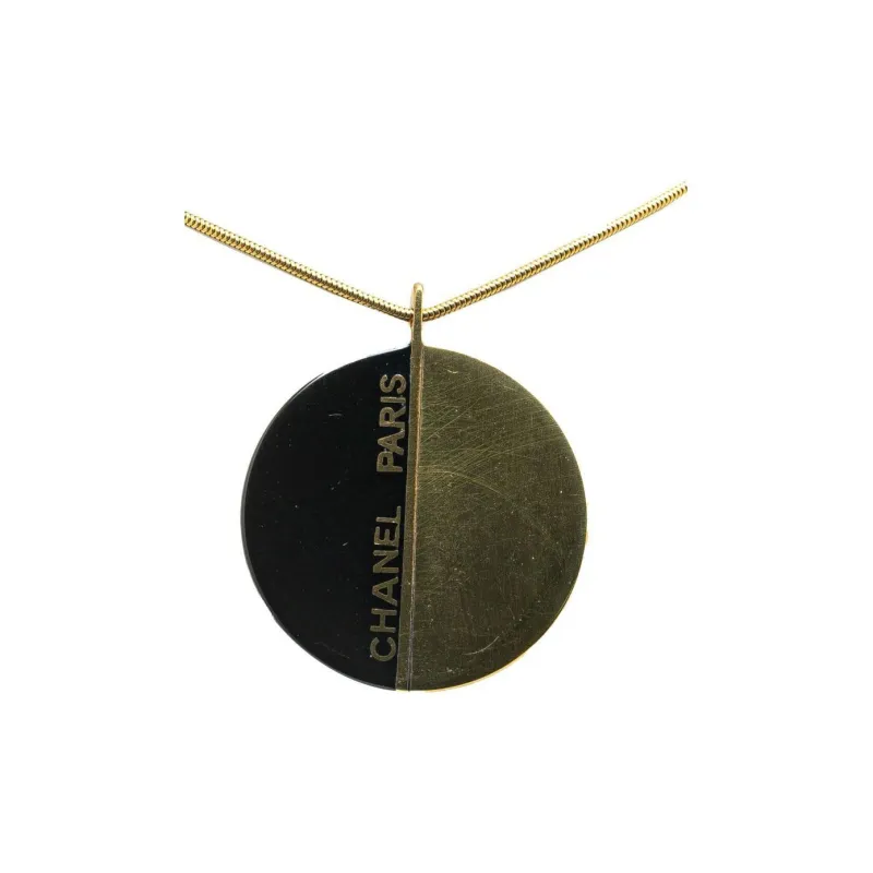 CHANEL Brass Enamel Enamel Necklaces Women's Black-0