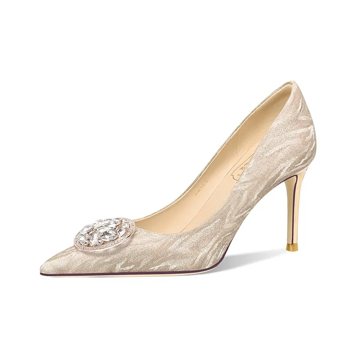 Holy Rose Slim Heel High Heels Women's Gold-5