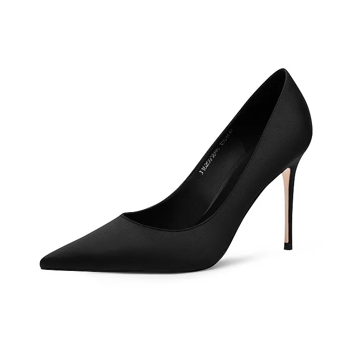 JOOC Slim Heel High Heels 9.5cm/6.5cm Women's Black-1