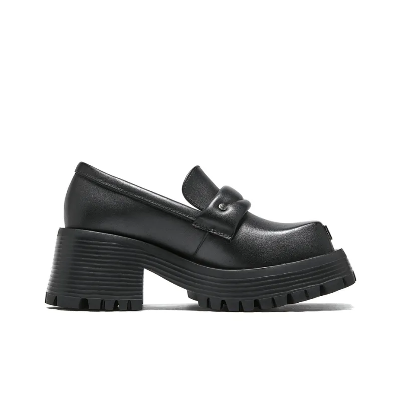 XB ITER Chunky Heel High Heels Women's Black-1