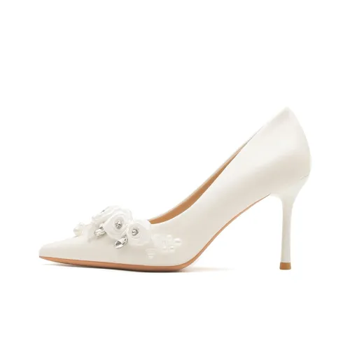 Ainer cat Slim Heel High Heels 8cm Women's White