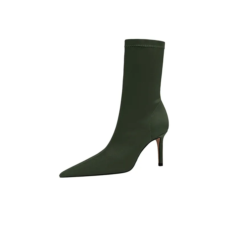BIGTREE Ankle Boots Women's Apricot/Black/Green-5