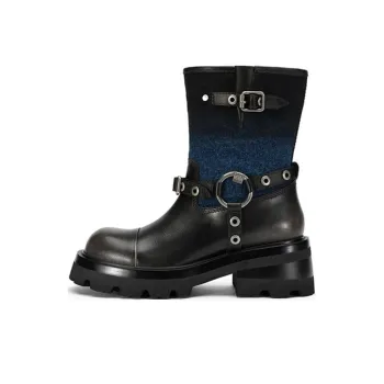 SugarSu Ankle Boots Women's Knight Black/Gradient Blue/Ancora Red