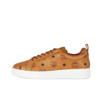 MCM Visetos Low Top Skateboard Shoes Women's Cognac