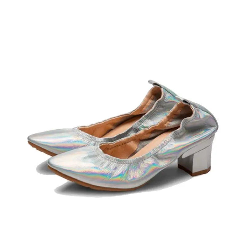 Satchi Chunky Heel High Heels 5.5cm Women's Iridescent Pink-2