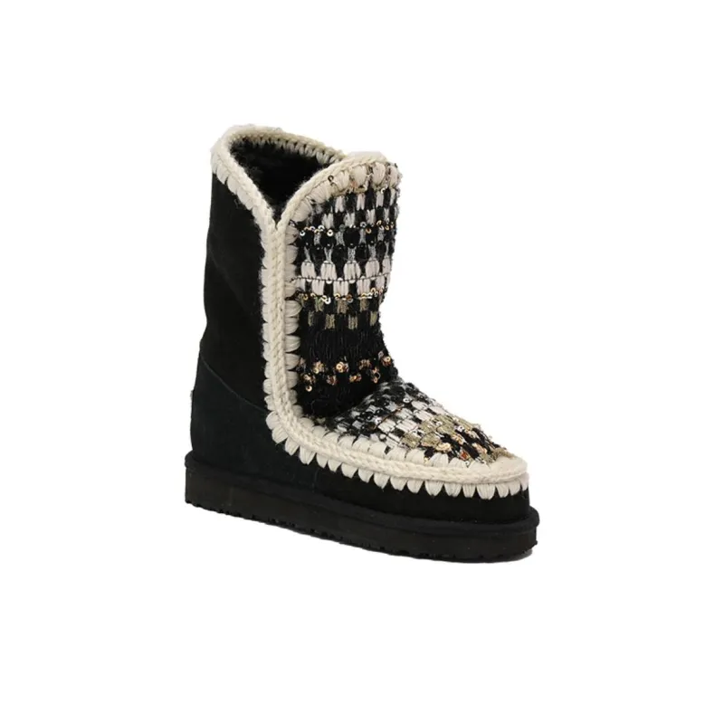 K.D.KENAZ Warm Wear Resistant Slip Resistant Short Snow Boots Women's Black-2