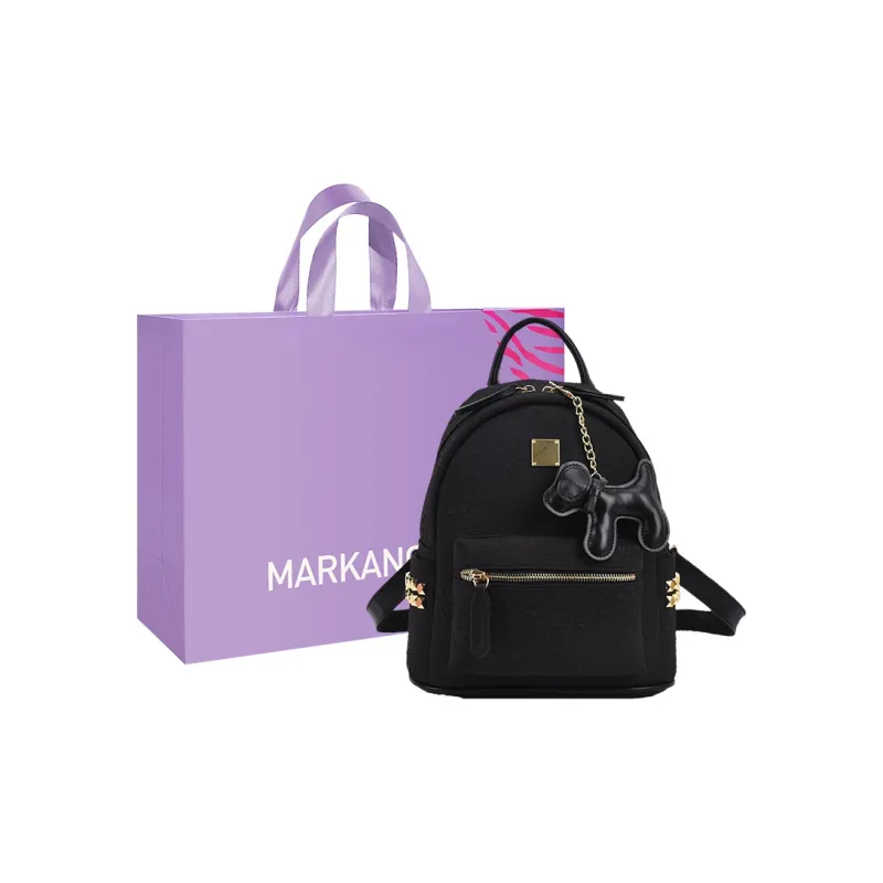 MARKANGARO Synthetic Leather Backpack Medium Size Women's Blue+Puppy Charm, Khaki+Puppy Charm/White+Charm/Black+Charm-11