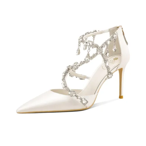 ROSE CASTLE Slim Heel High Heels 8.5cm Women's White